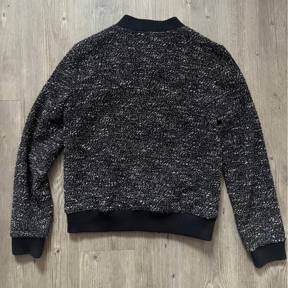 J. Crew black and white bouclé tweed bomber jacket - Picture 4 of 5